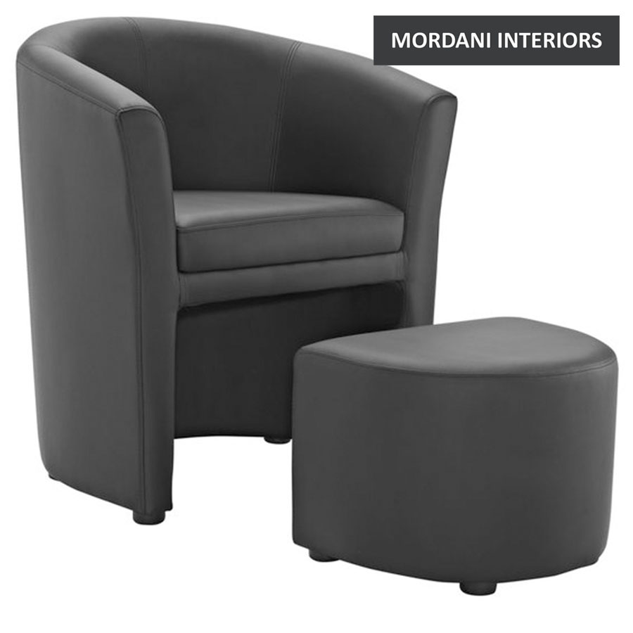 Ansville And Ottoman Black Accent Chair